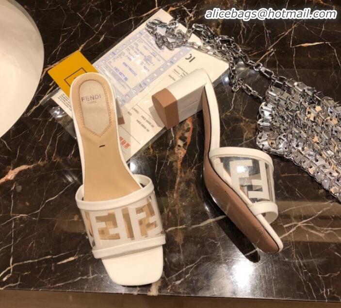 Discount Fendi FF PVC Heel Slide Sandals G62129 White 