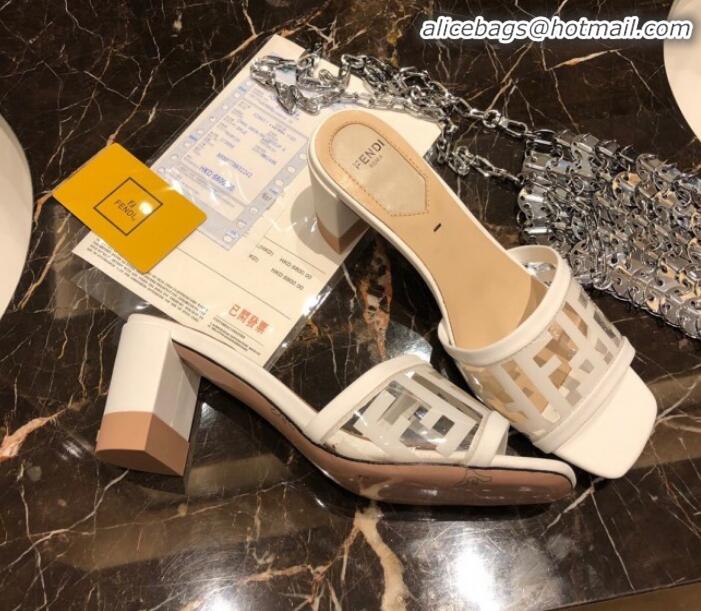 Discount Fendi FF PVC Heel Slide Sandals G62129 White 