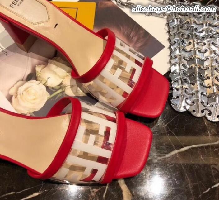 Feminine Fendi FF PVC Heel Slide Sandals G62129 Red