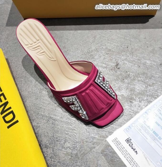 Grade Quality Fendi Crystal FF Mid-heel/Flat Slide Sandals G62525 Pink