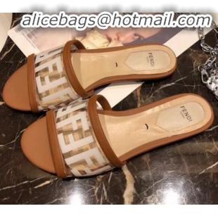 Best Price Fendi FF PVC Flat Slide Sandals G62532 Brown