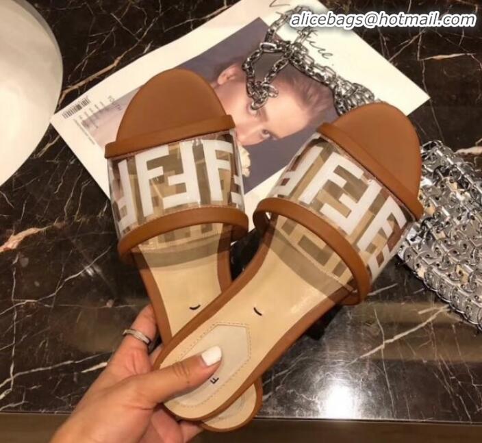 Best Price Fendi FF PVC Flat Slide Sandals G62532 Brown