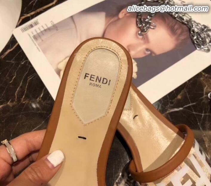 Best Price Fendi FF PVC Flat Slide Sandals G62532 Brown