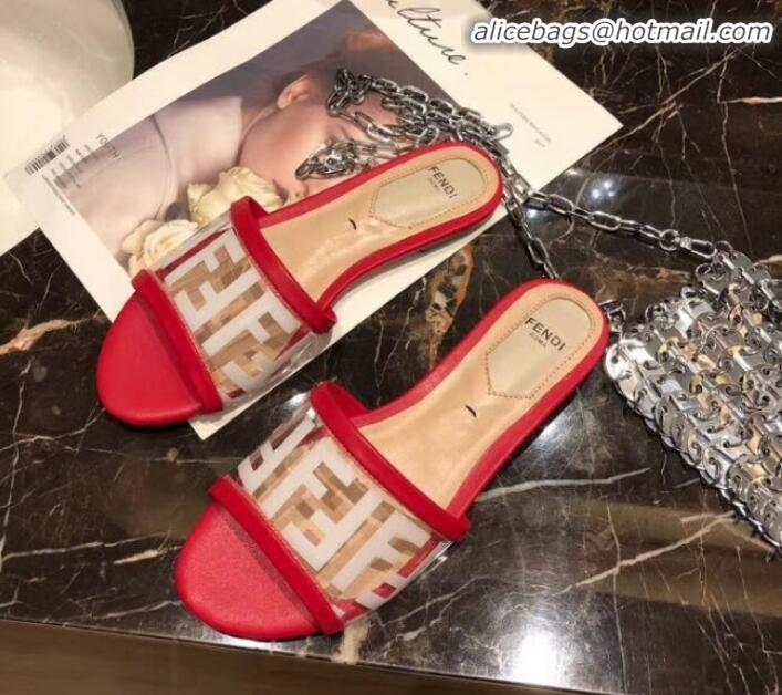 Good Quality Fendi FF PVC Flat Slide Sandals G62532 Red