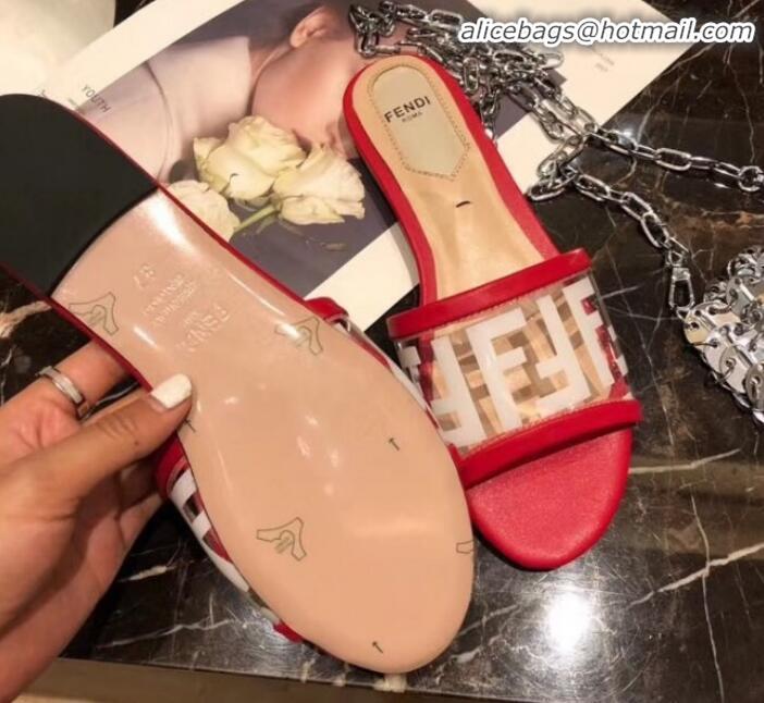 Good Quality Fendi FF PVC Flat Slide Sandals G62532 Red