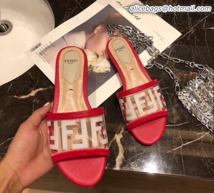 Good Quality Fendi FF PVC Flat Slide Sandals G62532 Red