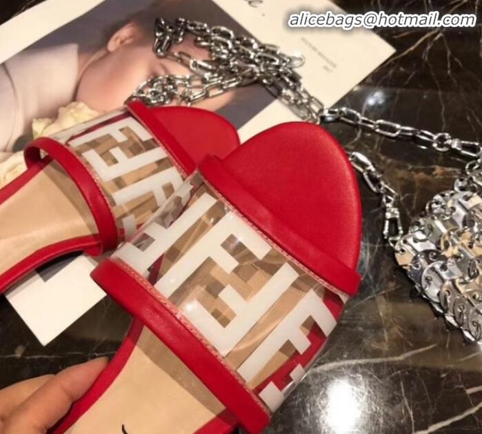 Good Quality Fendi FF PVC Flat Slide Sandals G62532 Red