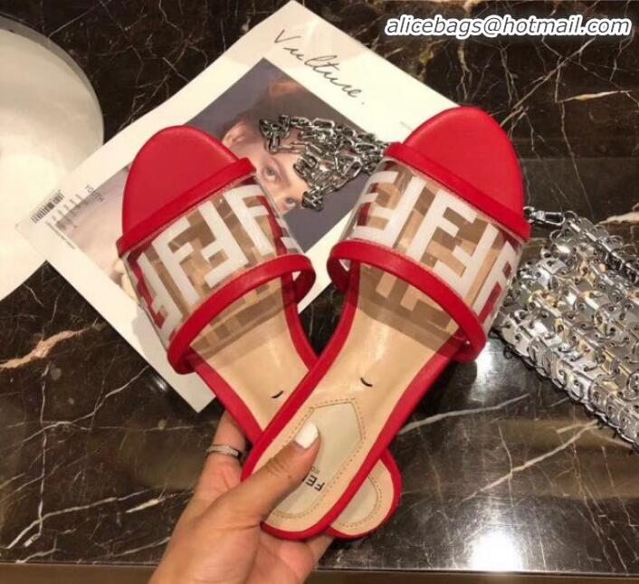 Good Quality Fendi FF PVC Flat Slide Sandals G62532 Red