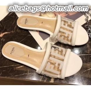 Best Grade Fendi FF PVC Flat Slide Sandals G62532 White