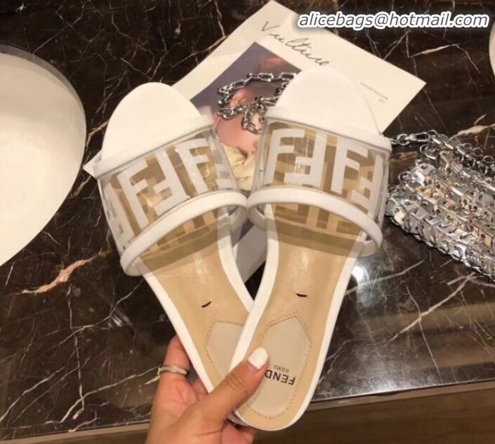 Best Grade Fendi FF PVC Flat Slide Sandals G62532 White