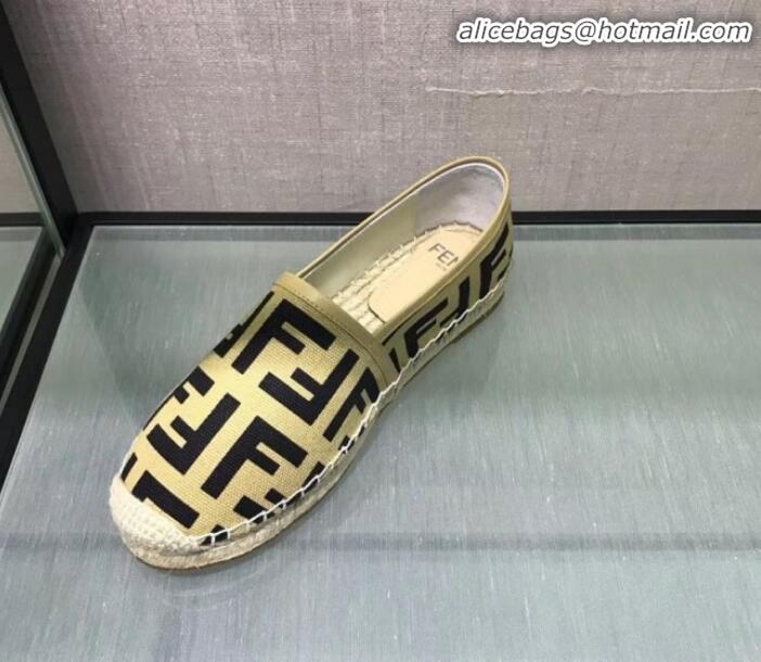 Discount Fendi FF Canvas Espadrilles G70145 Light Yellow