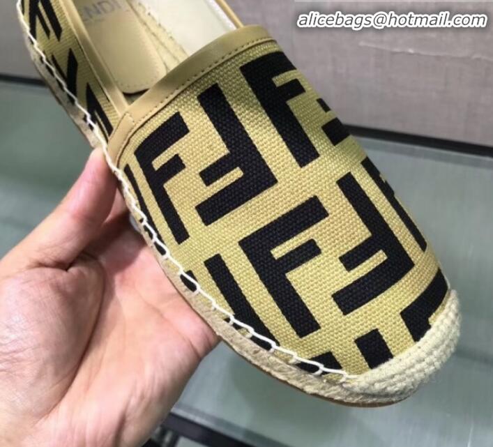 Discount Fendi FF Canvas Espadrilles G70145 Light Yellow