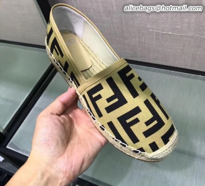 Discount Fendi FF Canvas Espadrilles G70145 Light Yellow