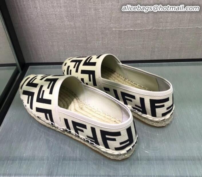 Classic Fendi FF Canvas Espadrilles G70145 White