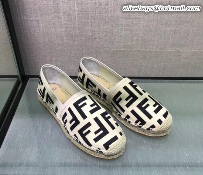 Classic Fendi FF Canvas Espadrilles G70145 White