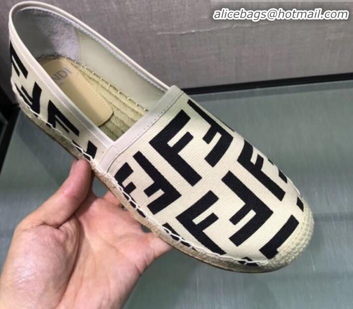 Classic Fendi FF Canvas Espadrilles G70145 White