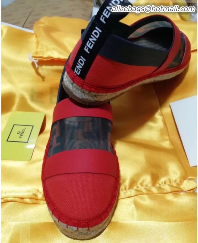 Well Crafted Fendi FF Mesh and Canvas Espadrilles G70149 Red