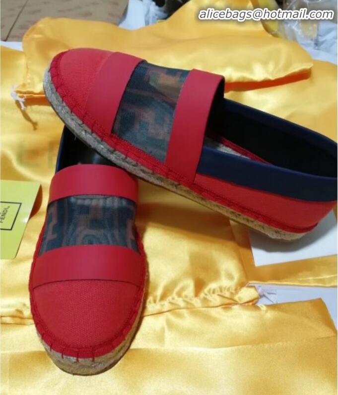 Well Crafted Fendi FF Mesh and Canvas Espadrilles G70149 Red