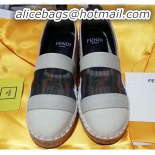 Top Design Fendi FF Mesh and Canvas Espadrilles G70149 White