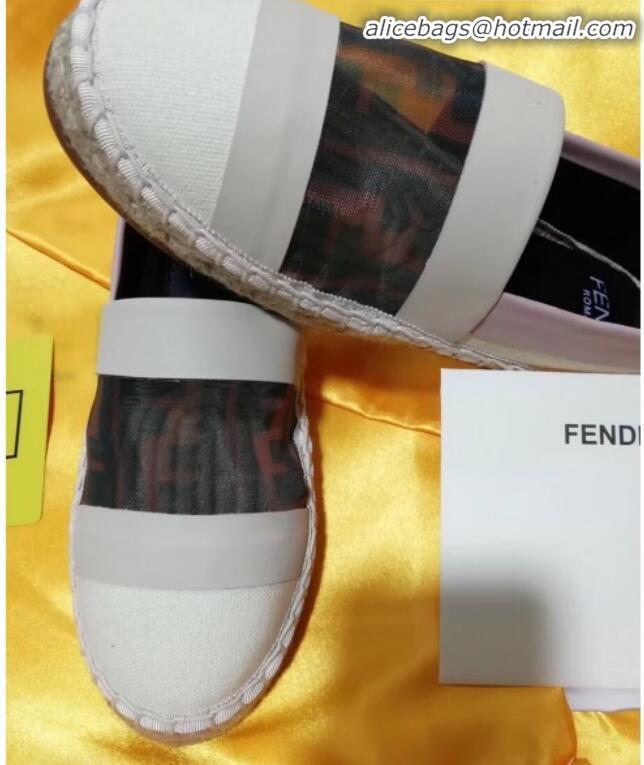 Top Design Fendi FF Mesh and Canvas Espadrilles G70149 White