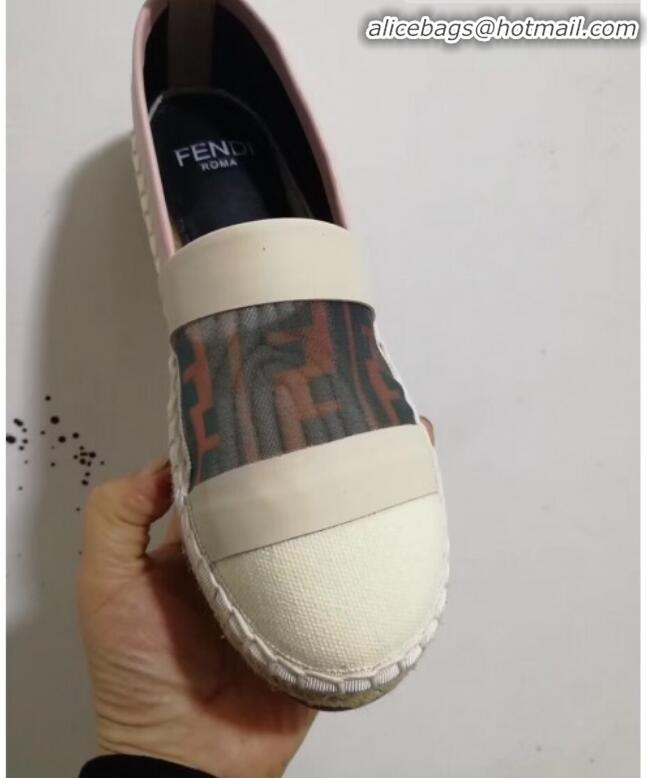 Top Design Fendi FF Mesh and Canvas Espadrilles G70149 White