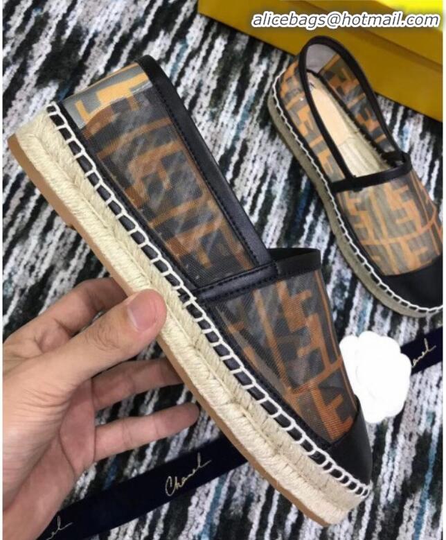 Top Grade Fendi FF Mesh and Espadrilles G70149 Gold/Grey/Black