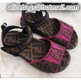 Low Cost Fendi FFreedom FF Fabric Flat Sandals with Wide Band Pink G71742