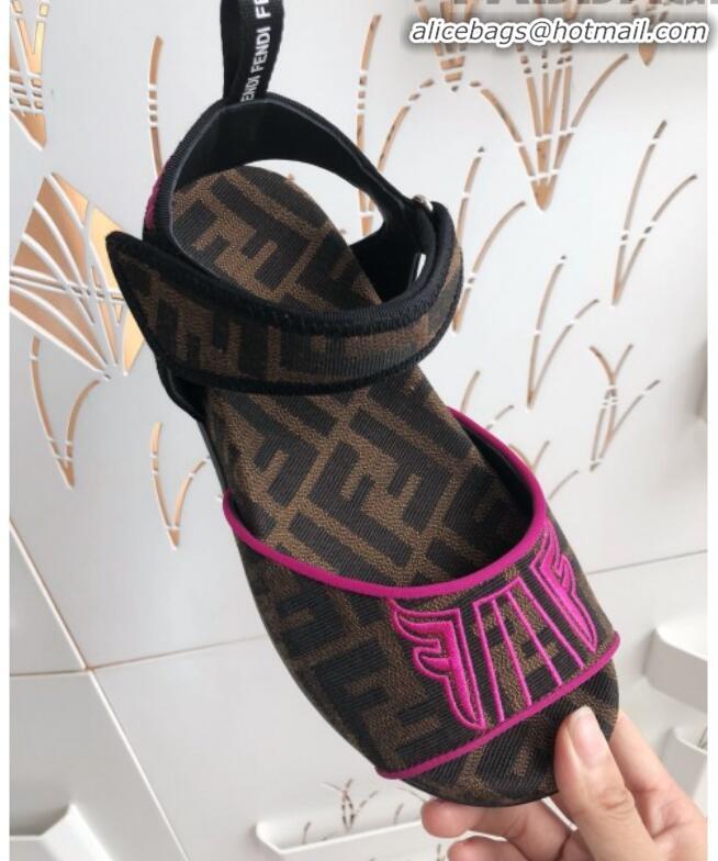 Low Cost Fendi FFreedom FF Fabric Flat Sandals with Wide Band Pink G71742