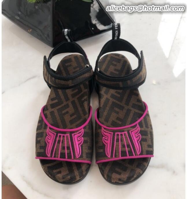 Low Cost Fendi FFreedom FF Fabric Flat Sandals with Wide Band Pink G71742