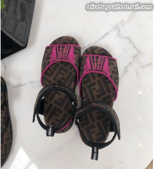 Low Cost Fendi FFreedom FF Fabric Flat Sandals with Wide Band Pink G71742