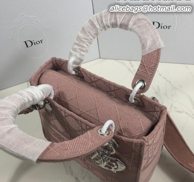 New Style Dior Lady Dior Medium Bag in Geometry Embroidered Canvas CD1907 Pink 2020