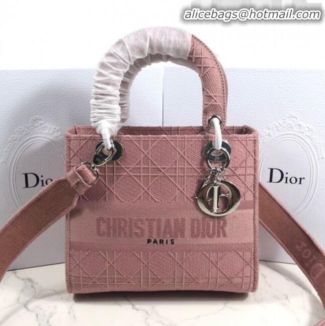 New Style Dior Lady Dior Medium Bag in Geometry Embroidered Canvas CD1907 Pink 2020