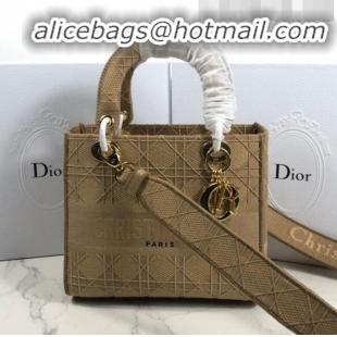 Buy Discount Dior Lady Dior Medium Bag in Geometry Embroidered Canvas CD1907 Khaki 2020