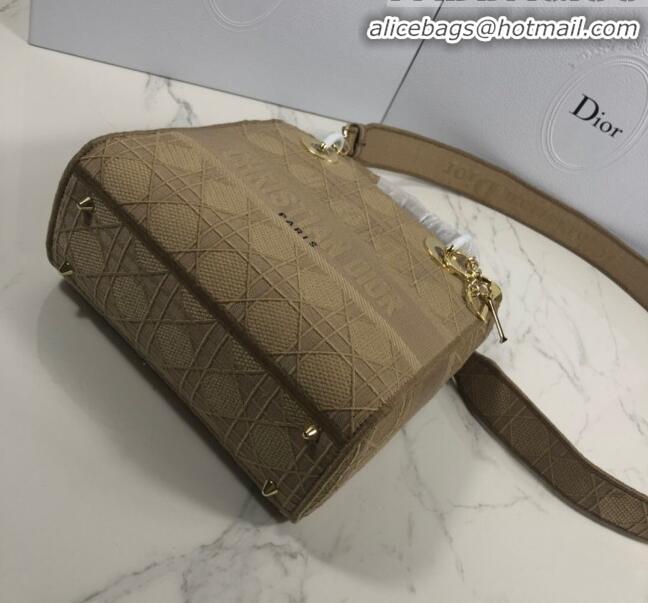 Buy Discount Dior Lady Dior Medium Bag in Geometry Embroidered Canvas CD1907 Khaki 2020