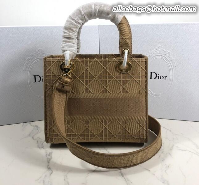 Buy Discount Dior Lady Dior Medium Bag in Geometry Embroidered Canvas CD1907 Khaki 2020