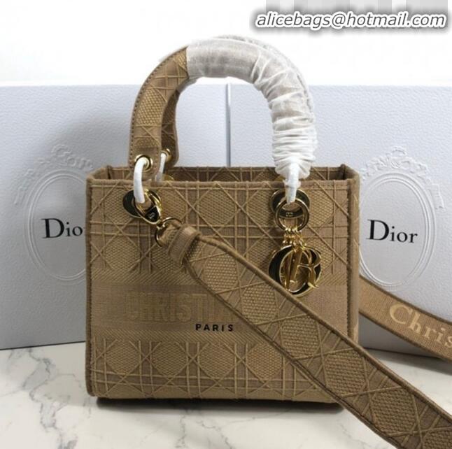 Buy Discount Dior Lady Dior Medium Bag in Geometry Embroidered Canvas CD1907 Khaki 2020