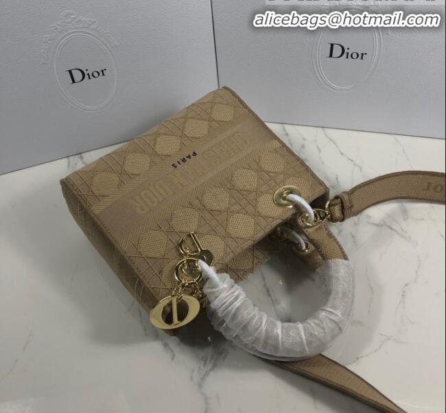 Buy Discount Dior Lady Dior Medium Bag in Geometry Embroidered Canvas CD1907 Khaki 2020