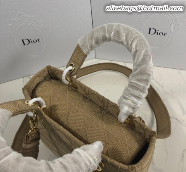 Buy Discount Dior Lady Dior Medium Bag in Geometry Embroidered Canvas CD1907 Khaki 2020