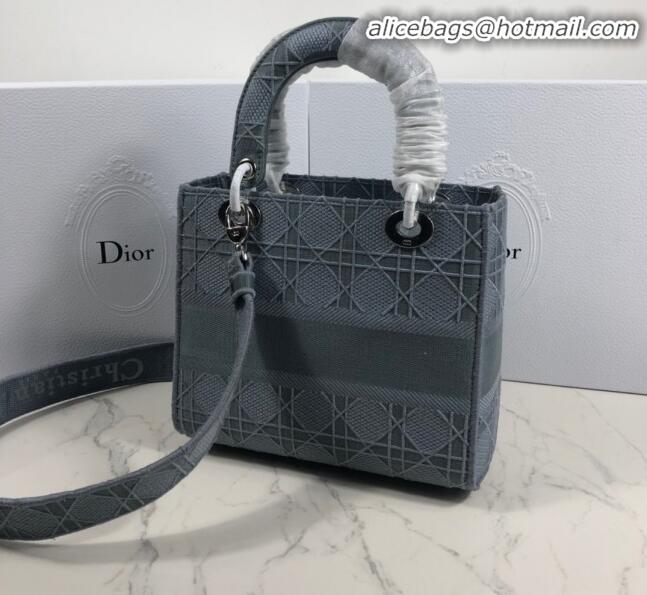 Trendy Design Dior Lady Dior Medium Bag in Geometry Embroidered Canvas CD1907 Light Grey 2020