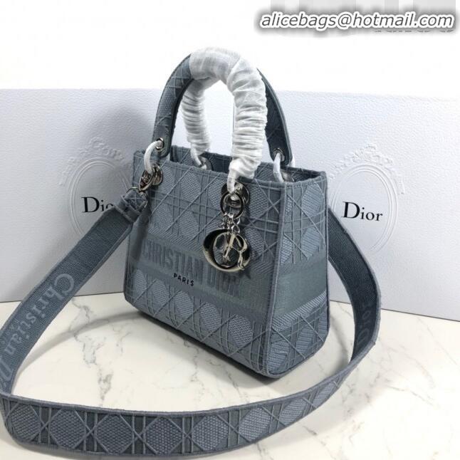 Trendy Design Dior Lady Dior Medium Bag in Geometry Embroidered Canvas CD1907 Light Grey 2020