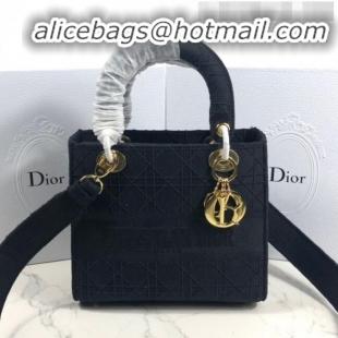 Most Popular Dior Lady Dior Medium Bag in Geometry Embroidered Canvas CD1907 Black 2020