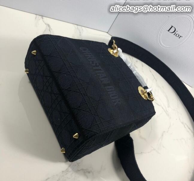 Most Popular Dior Lady Dior Medium Bag in Geometry Embroidered Canvas CD1907 Black 2020