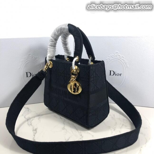 Most Popular Dior Lady Dior Medium Bag in Geometry Embroidered Canvas CD1907 Black 2020