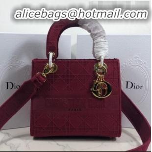 Grade Quality Dior Lady Dior Medium Bag in Geometry Embroidered Canvas CD1907 Burgundy 2020