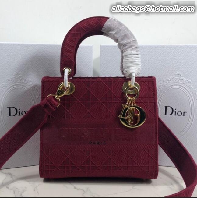 Grade Quality Dior Lady Dior Medium Bag in Geometry Embroidered Canvas CD1907 Burgundy 2020