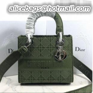 Discount Dior Lady Dior Medium Bag in Geometry Embroidered Canvas CD1907 Green 2020