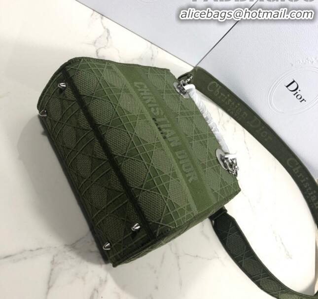 Discount Dior Lady Dior Medium Bag in Geometry Embroidered Canvas CD1907 Green 2020