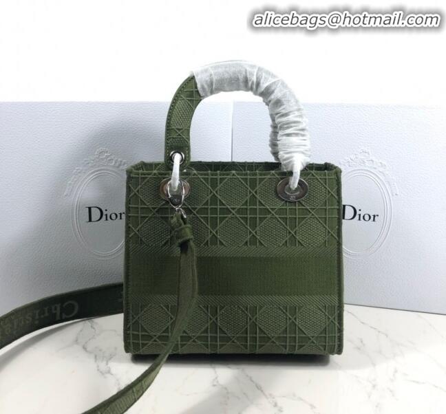 Discount Dior Lady Dior Medium Bag in Geometry Embroidered Canvas CD1907 Green 2020