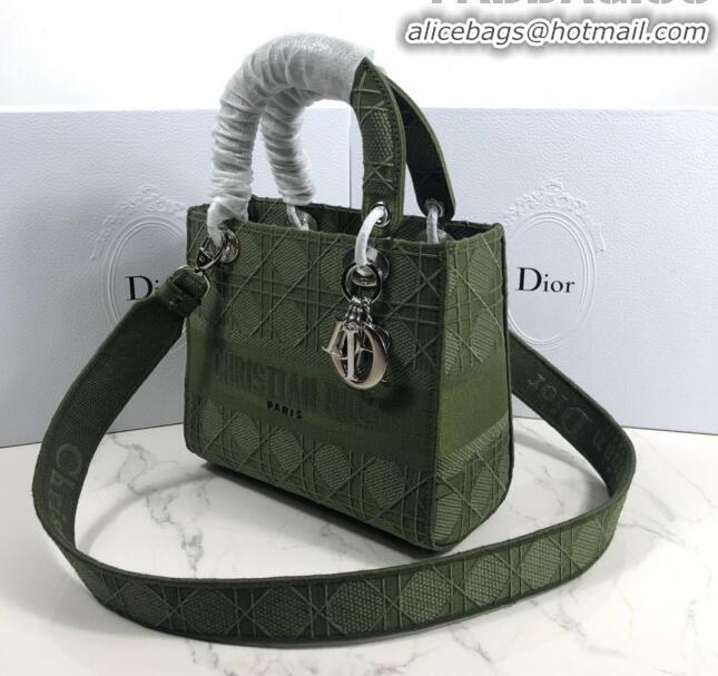 Discount Dior Lady Dior Medium Bag in Geometry Embroidered Canvas CD1907 Green 2020