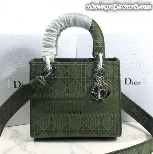 Discount Dior Lady Dior Medium Bag in Geometry Embroidered Canvas CD1907 Green 2020